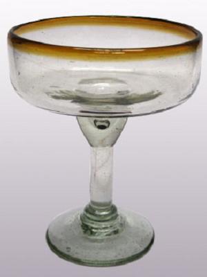 MEXICAN GLASSWARE / Amber Rim 14 oz Large Margarita Glasses 